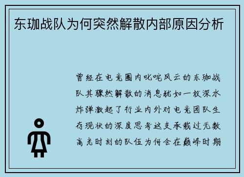 东珈战队为何突然解散内部原因分析
