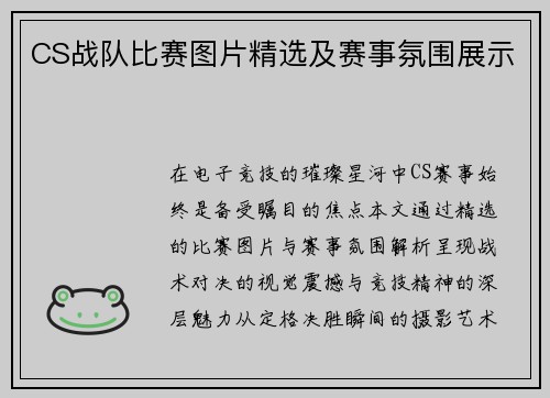 CS战队比赛图片精选及赛事氛围展示